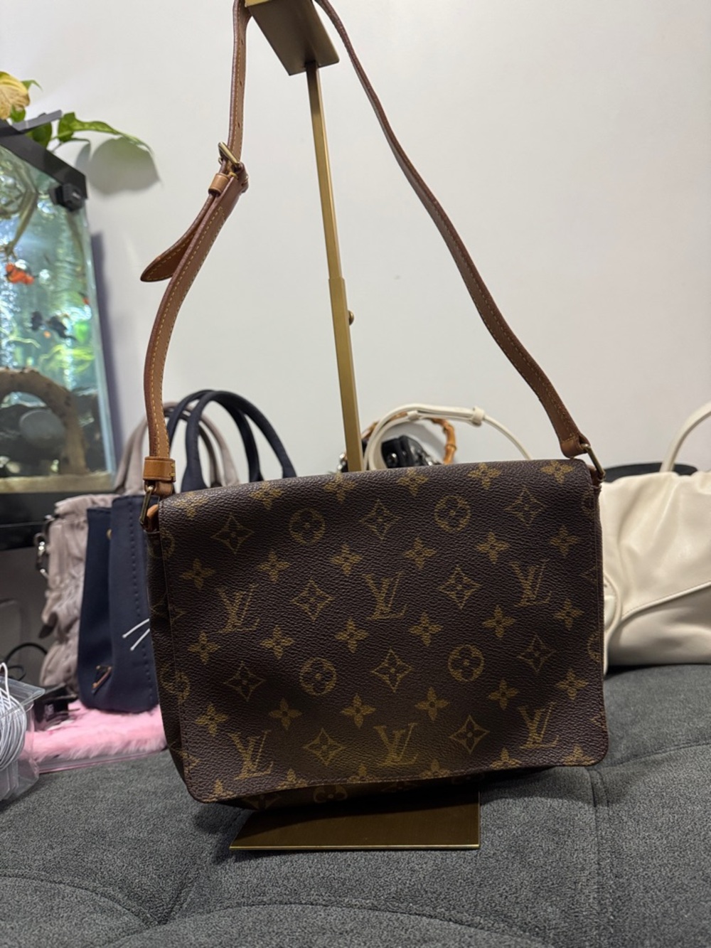 Brown Monogram Crossbody Shoulder Bag